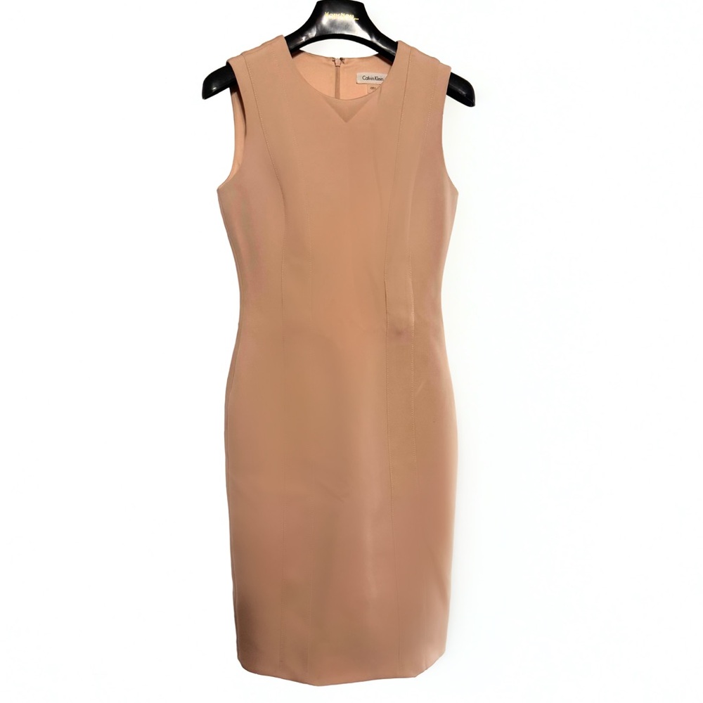 Calvin Klein Tan Sheath Midi Dress for Work